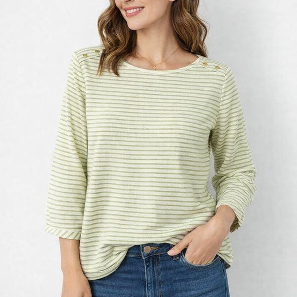Banana Republic Light Green Striped Blouse M
